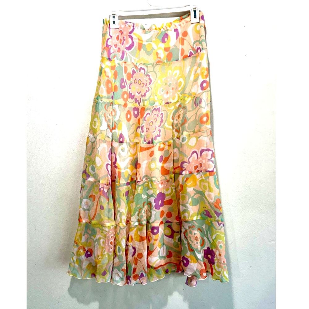Ruby Rd pull on skirt broomstick tiered colorful classic summer fairy women 14